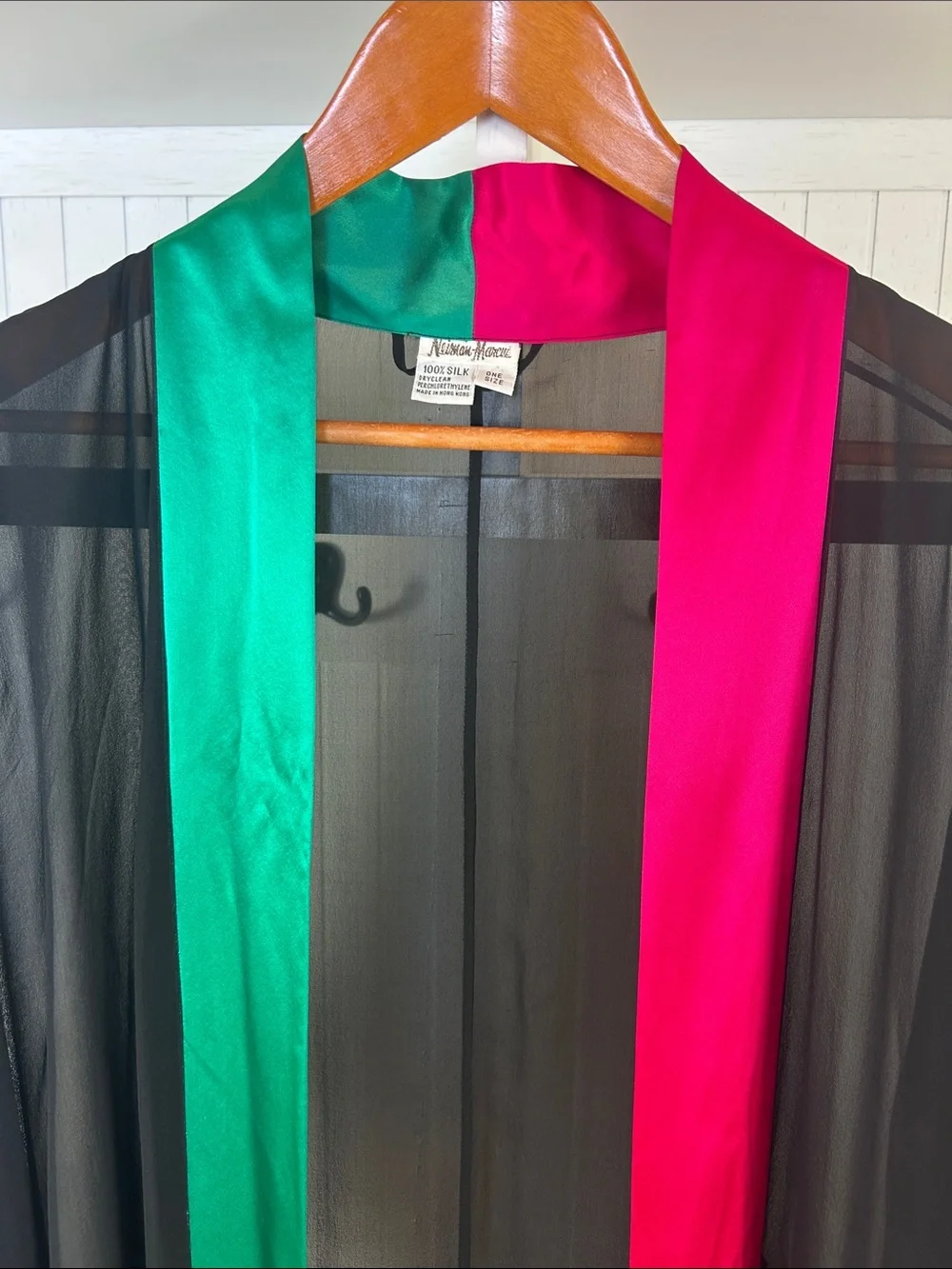 Vintage Neiman Marcus 100% Silk Colorblock Robe